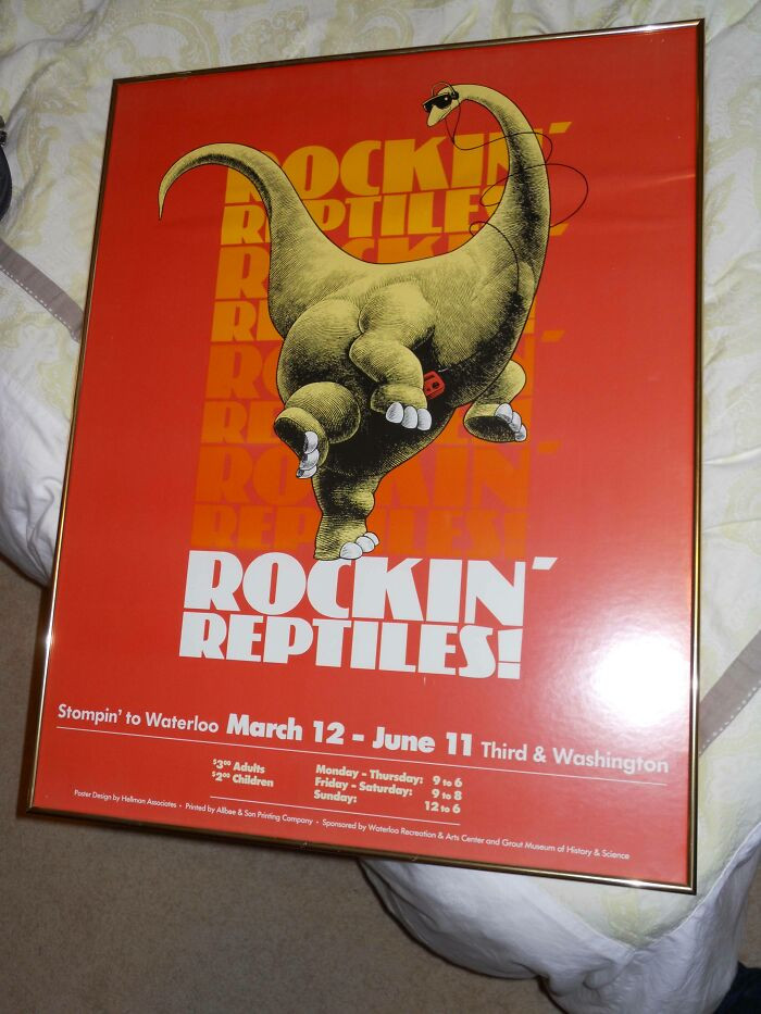 43. This gem was left behind, hidden in someone's attic, and now it's going to be a cool display on the homeowner's wall