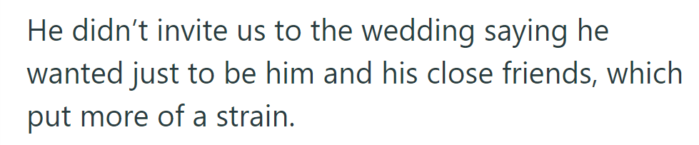 Lazar didn't invite his family to the wedding, causing further strain in their relationship.
