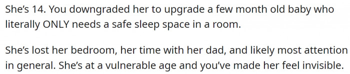 And she has downgraded a sensitive teen girl.