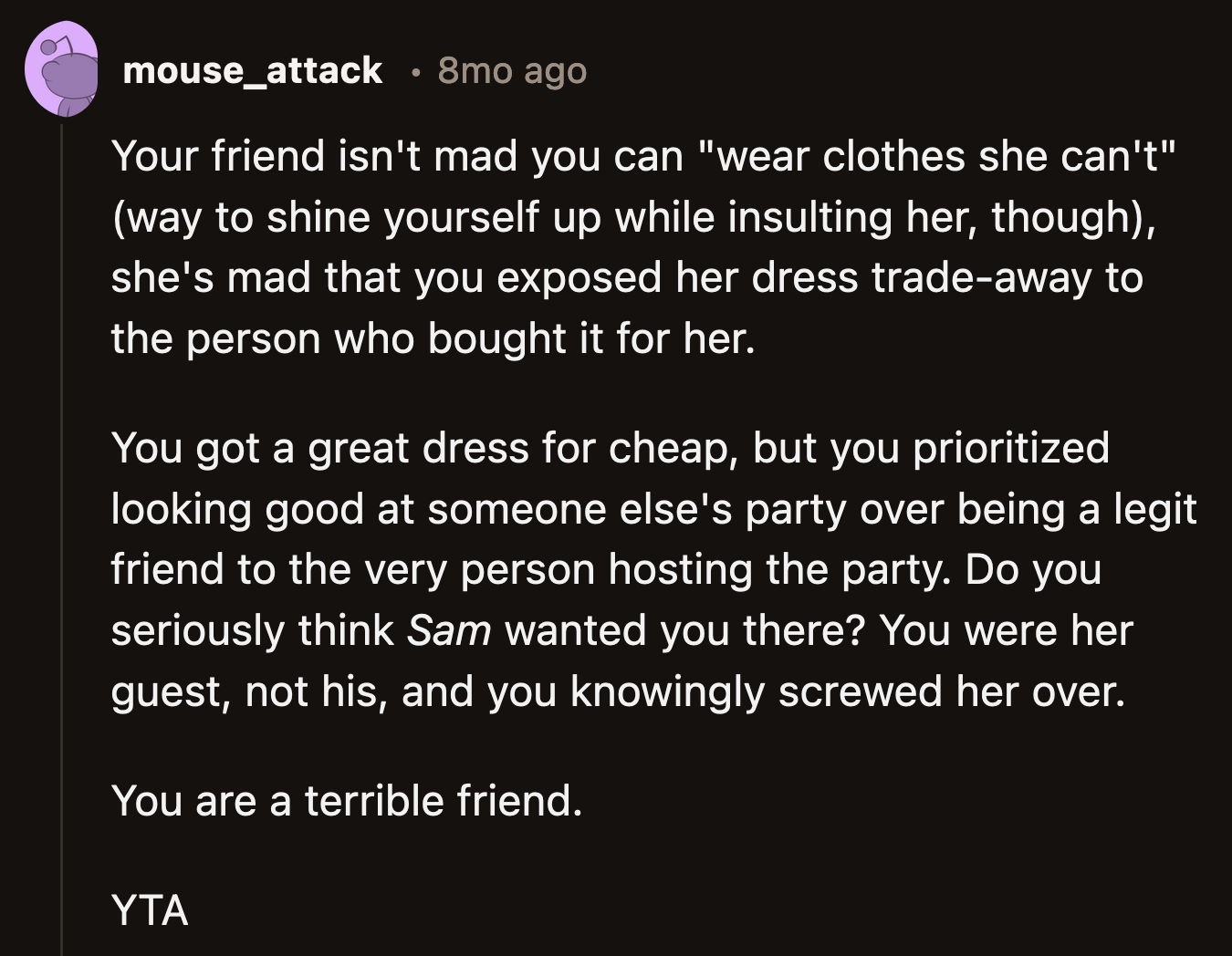 The way OP talked about Sarah implied she felt superior because she weighed less than her friend.