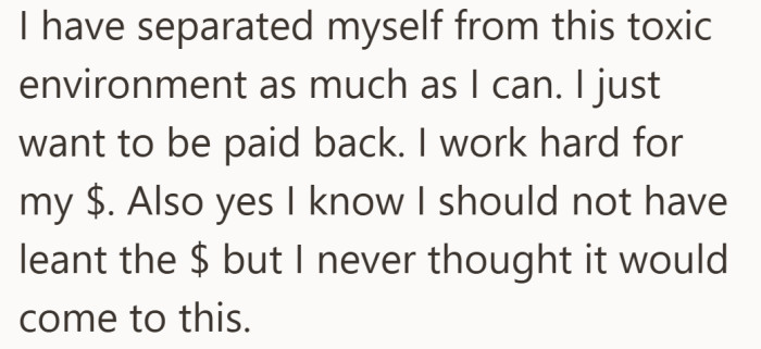 There is a quiet sense of regret here, mixed with the hope that the situation can still be resolved.