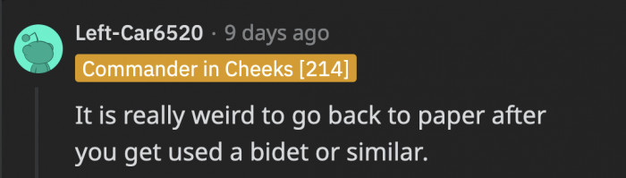 Once you go bidet, you can never go back. It doesn’t rhyme but it makes sense