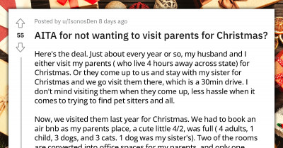Woman Decides Not To Visit Her Parents For Christmas But Is Conflicted As Her Dad Has Health Issues And Her Mom Plays Forgetful