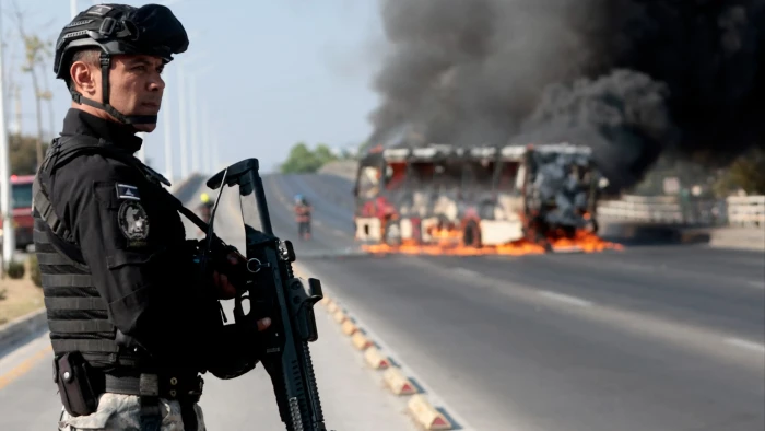 Puerto Vallarta streets with emergency responders after taxi bombings and panic