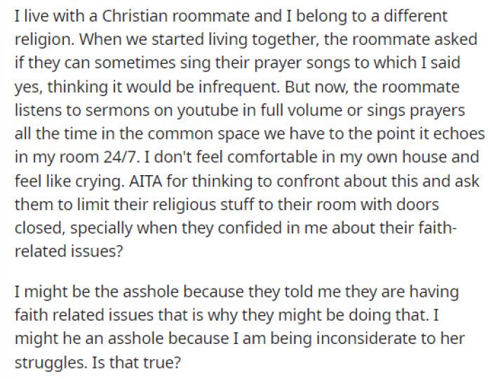 OP gives us all the details on their prior arrangement regarding what they agreed to, but the situation has escalated, and OP is no longer okay with how things are going.