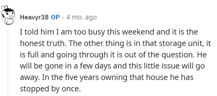 Just one visit in five years...