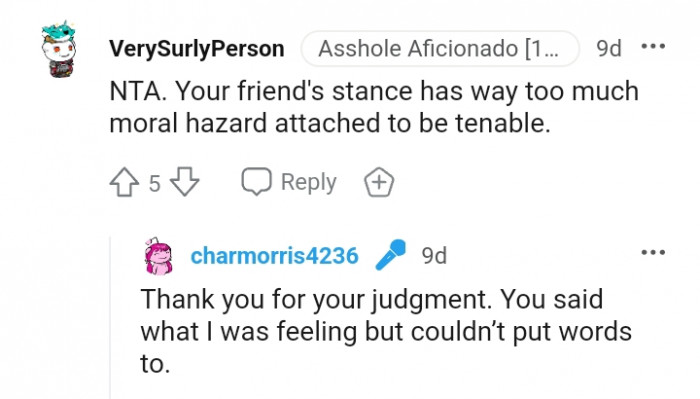 Too much moral hazard attached to be tenable