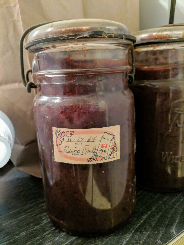 "Cleaning Out My Grandma's Pantry And I Found These Jarred Preserves From 1964"