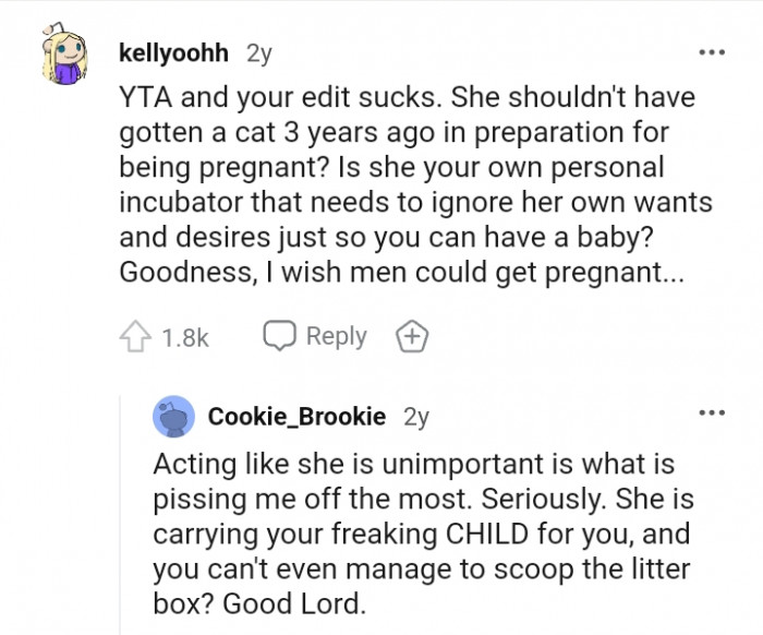 This Redditor wishes men could get pregnant