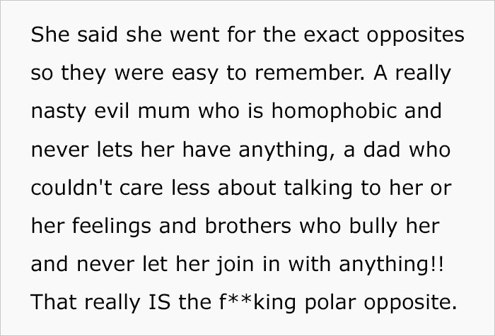 Her daughter was describing them as the exact opposite of what they are.