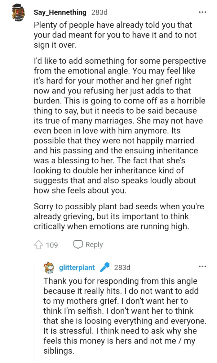 The OP feels it's hard for her mom