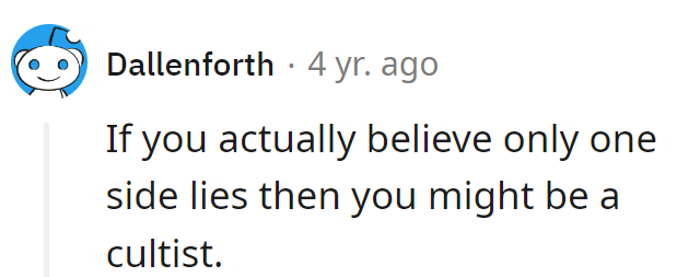 Ah, the 'exclusive truth club' membership must come with blinders.