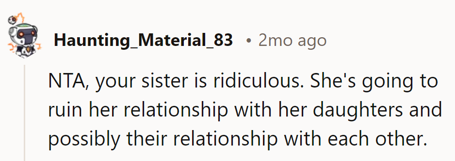 Sister's parenting strategy: the fast track to a family feud.