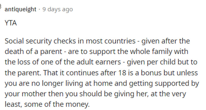 It seems that people were on the same page with this, and they did decide to let her know about the process behind this and why she shouldn't receive it all.