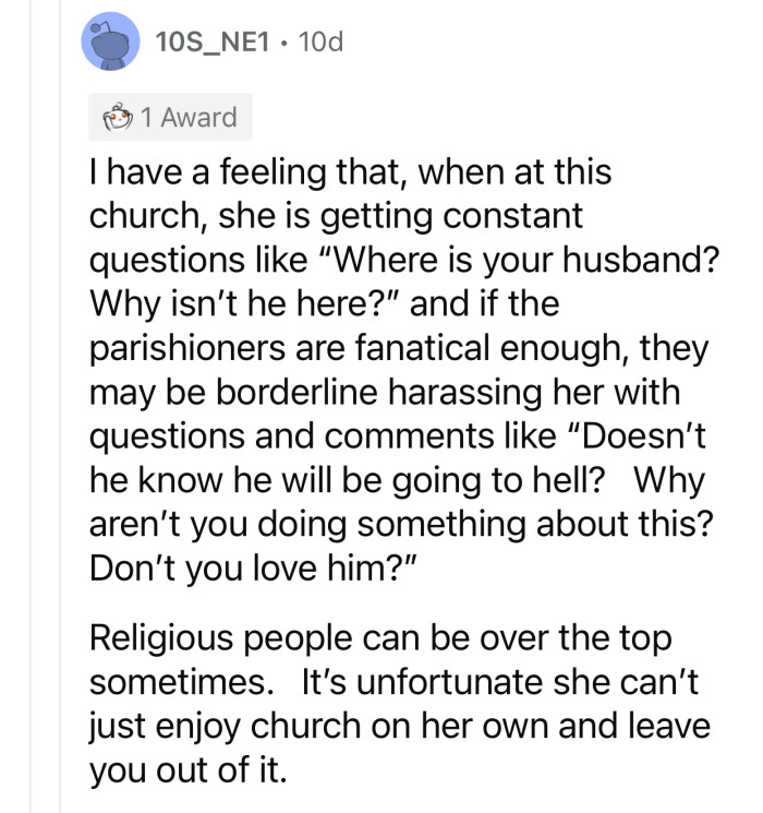 “Religious people can be over the top sometimes.”