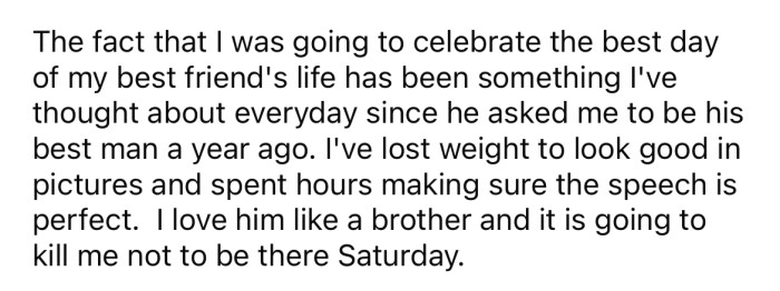 The OP explained that it was a painful choice to make.