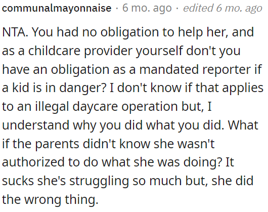 Unfortunately, she's going through a tough time, but she made a mistake.