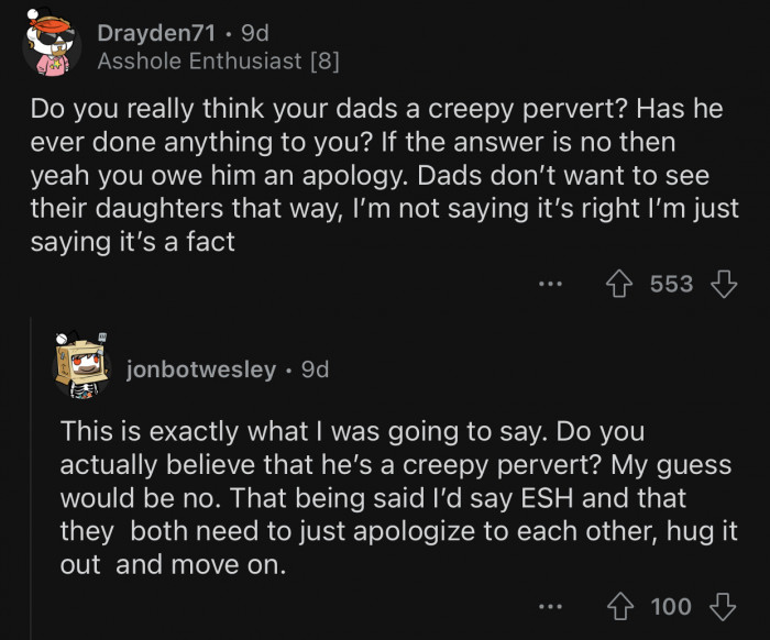 If she truly believes that he is that way, then it's all good.