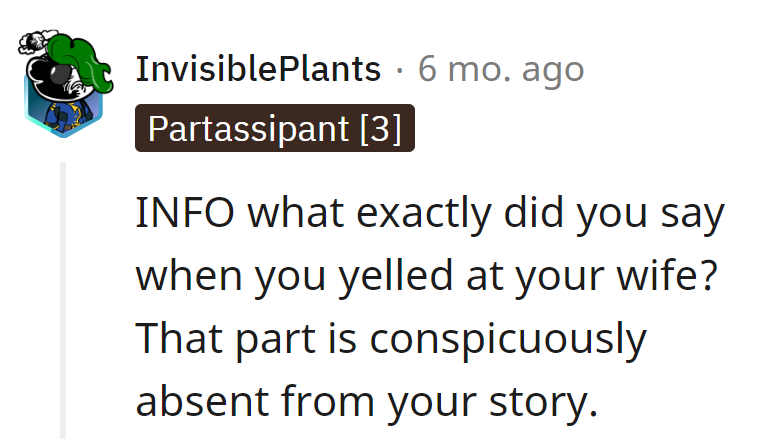 The omitted dialogue—the spicy plot twist in this marital mystery.