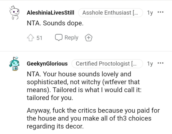 OP's house is lovely to this redditor