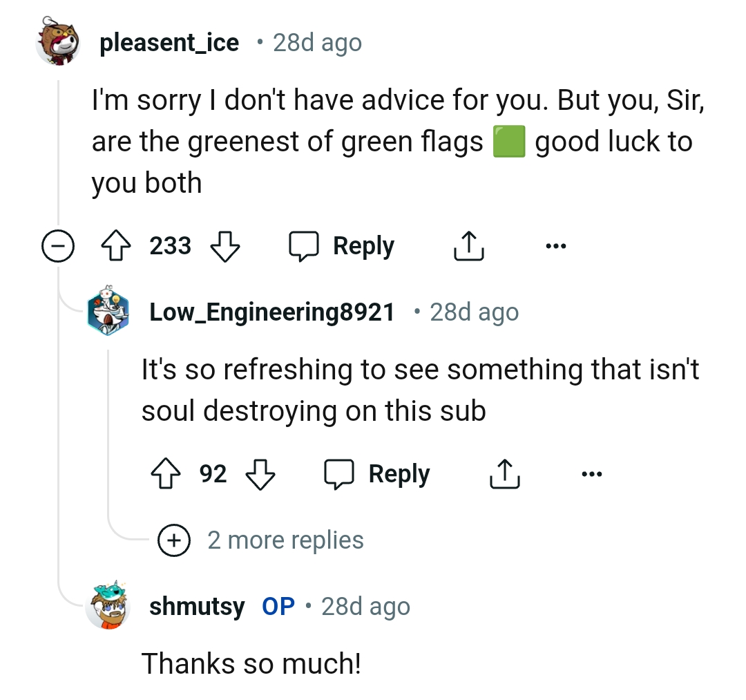 5. The OP is the greenest of all green flags