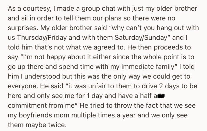 OP informed her family of the plan with her boyfriend, and no one seems to be happy with it