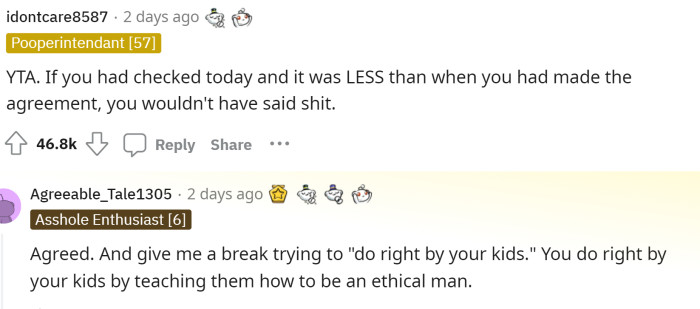 People immediately came to the comments to tell OP that he was TA for this and that if it had been the other way around, he wouldn't have changed the offer.