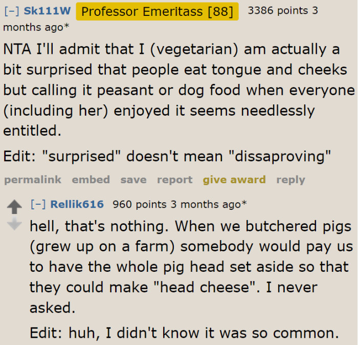 Some people didn't know that those beef cuts were used in some dishes.