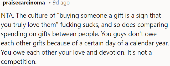 Love and devotion matter more than gifts.