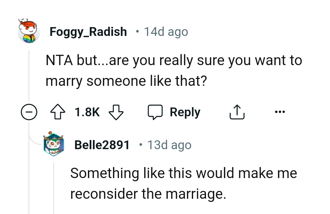 Something like this would make this Redditor reconsider the marriage