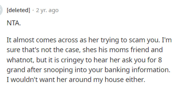 Either way, it does sound like some shady business is going down on her end.