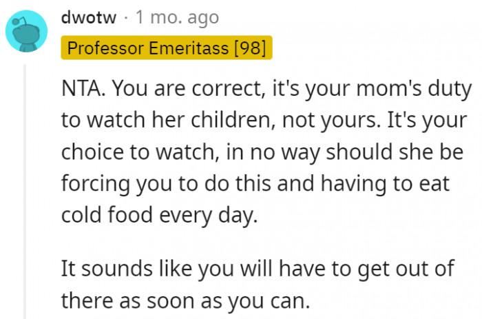 1. It should be OP's choice to help out, and she shouldn't be forced into it