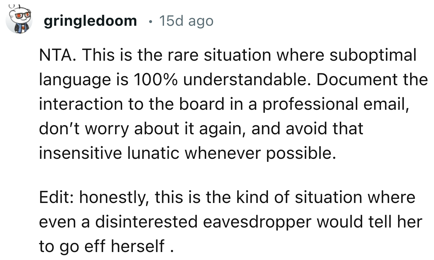 She Should Write a Professional Email to the Board to Report This Situation