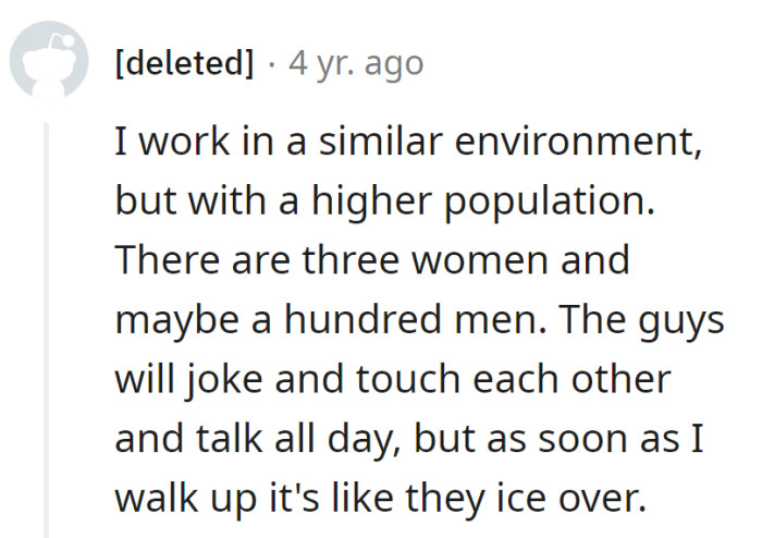 In a sea of a hundred men, she's the 