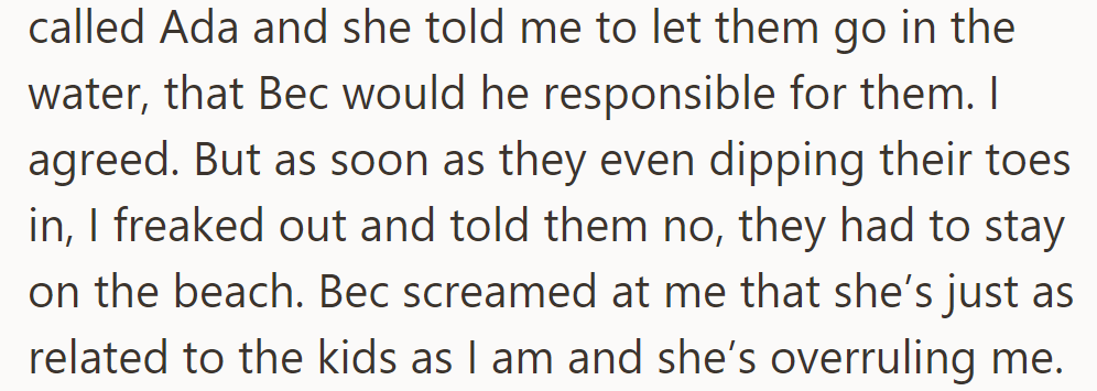OP Agreed to Let Nieces and Nephews Swim with Bec Watching, Then Panicked and Took Back Permission, Leading to Confrontation.