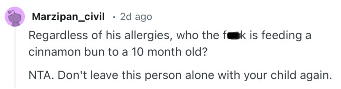 “NTA. Don't leave this person alone with your child again.”