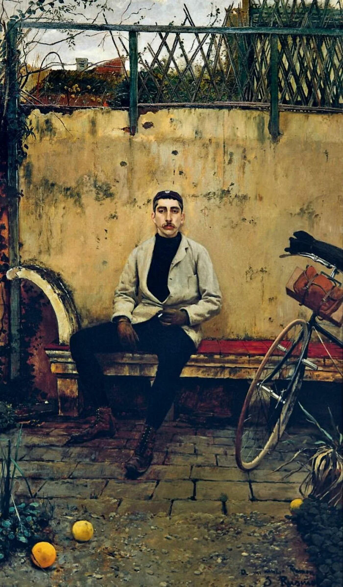 "Ramon Casas On A Bicycle" By Santiago Rusiñol, 1889