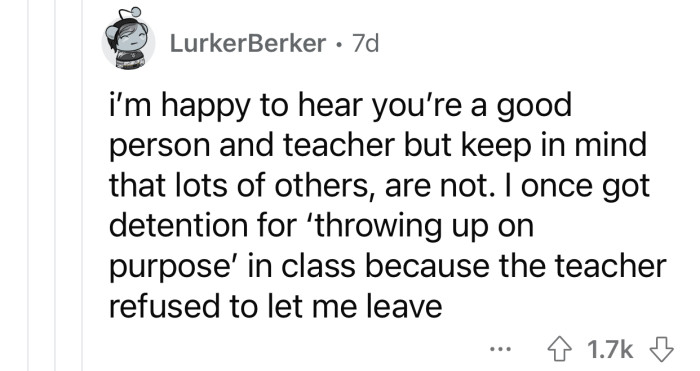 Some teachers are not reasonable at all.