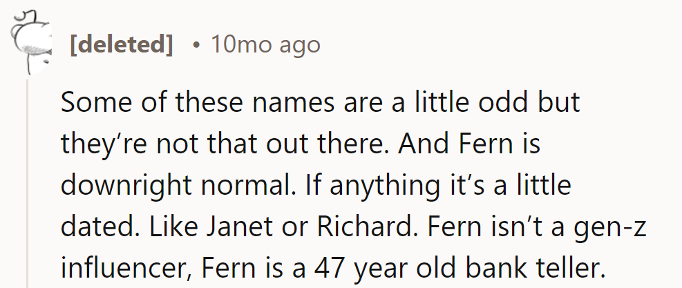 Fern's more Janet than Gen-Z influencer. Time for a name revival!