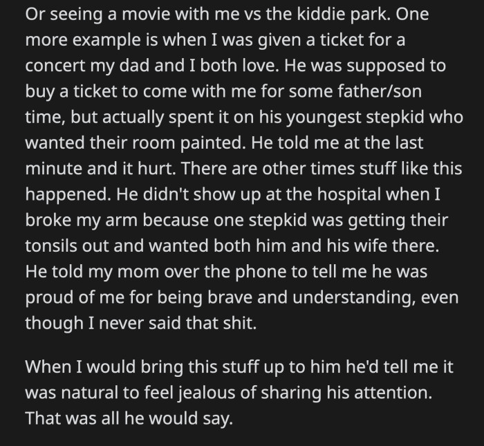 For OP's graduation, his dad gave him money in advance to have a party to celebrate his milestone