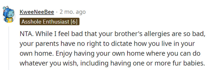 The parents lack authority over OP's choices in his own space.