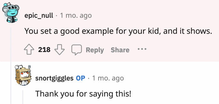 OP did a really great job, and her kids are growing up with a strong, shiny spine