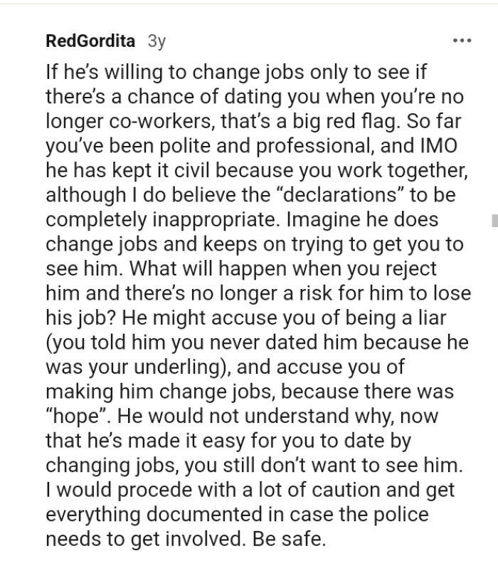 He's made it easy for the OP to date him if she wants