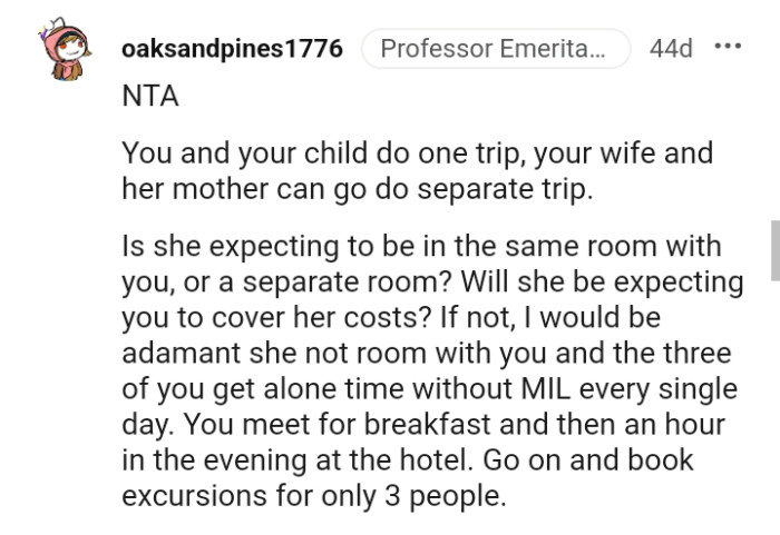 This Redditor would be adamant that they won't share the same room