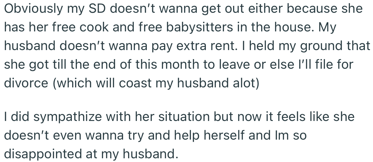 OP Has Given Her Husband a One-Month Ultimatum to Get His Stepdaughter Out or Face a Divorce