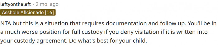 I'd take it to court immediately before he messes up their agreement.