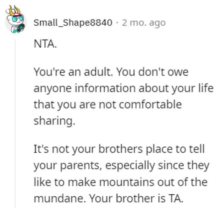 OP doesn't owe anyone any information