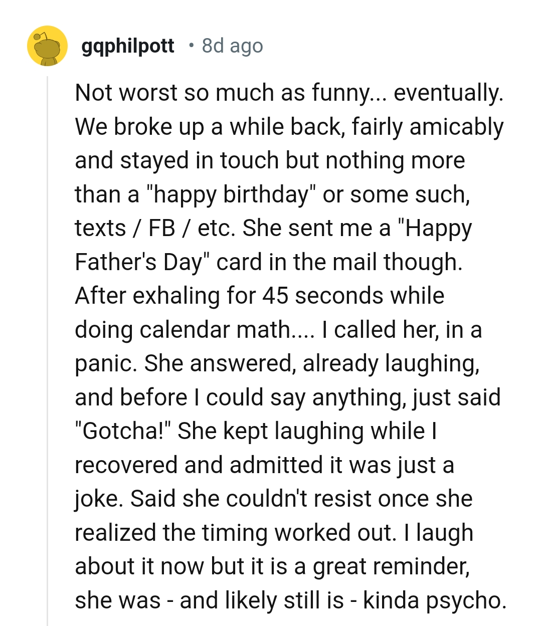 28. She kept laughing while this commenter recovered