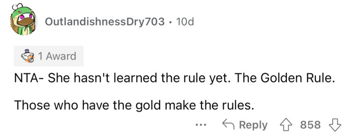 OP's daughter can't make the rules.