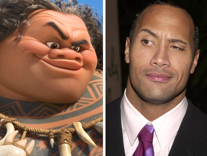 15. In the captivating encounter between Moana and Maui, the demigod playfully adopts Dwayne